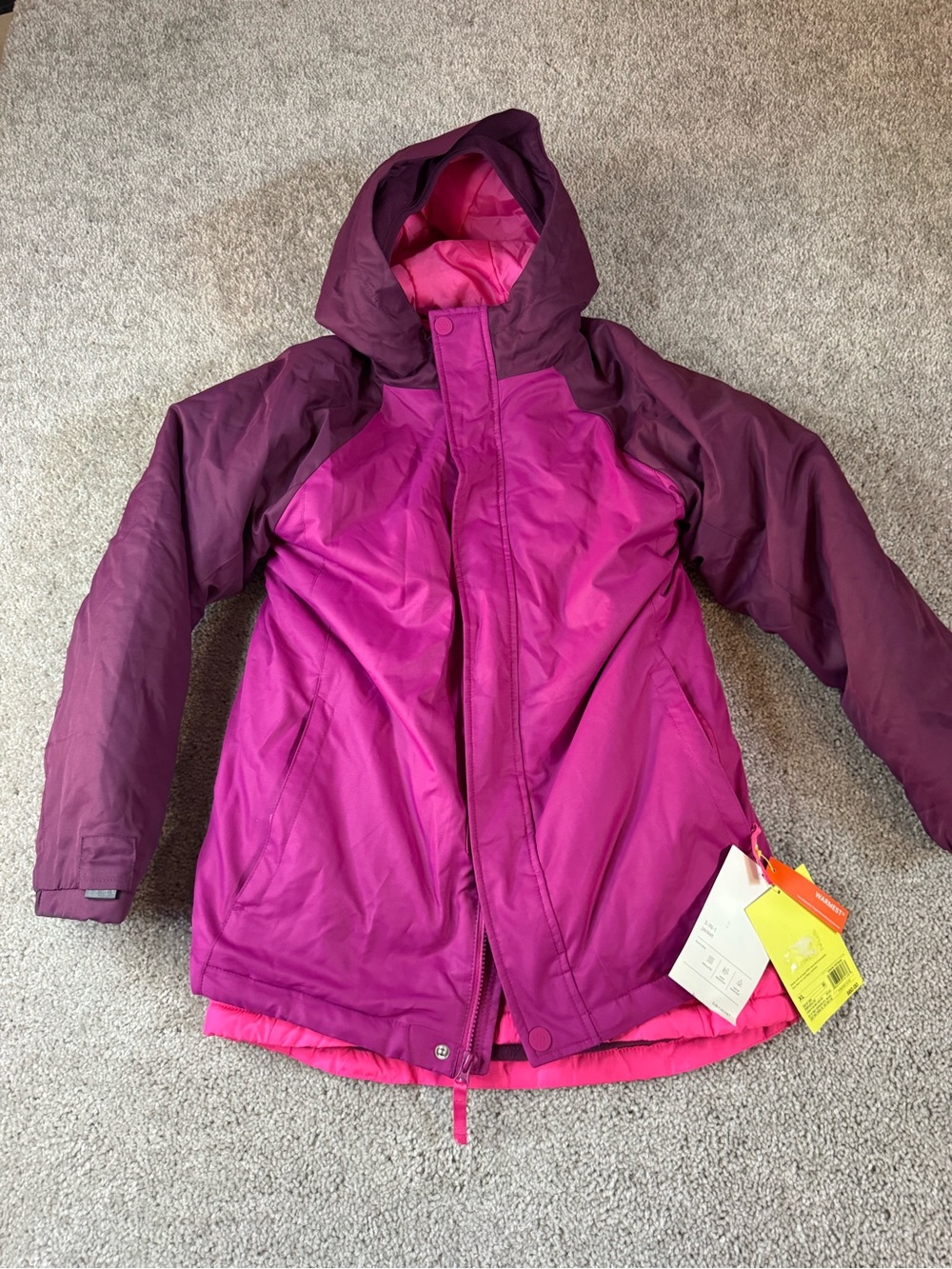 all in motion Girls' Two-Tone Pink and Plum Hooded 3 in 1  Jacket